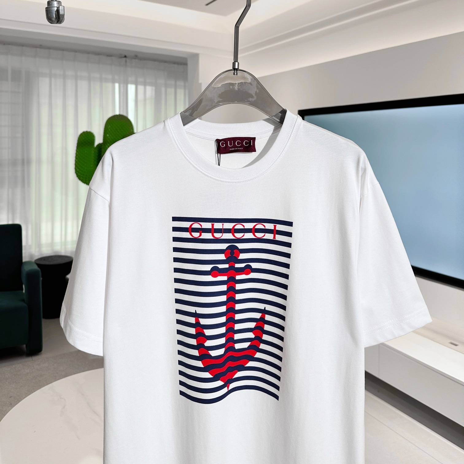 PRINTED COTTON JERSEY T-SHIRT IN WHITE - TP578