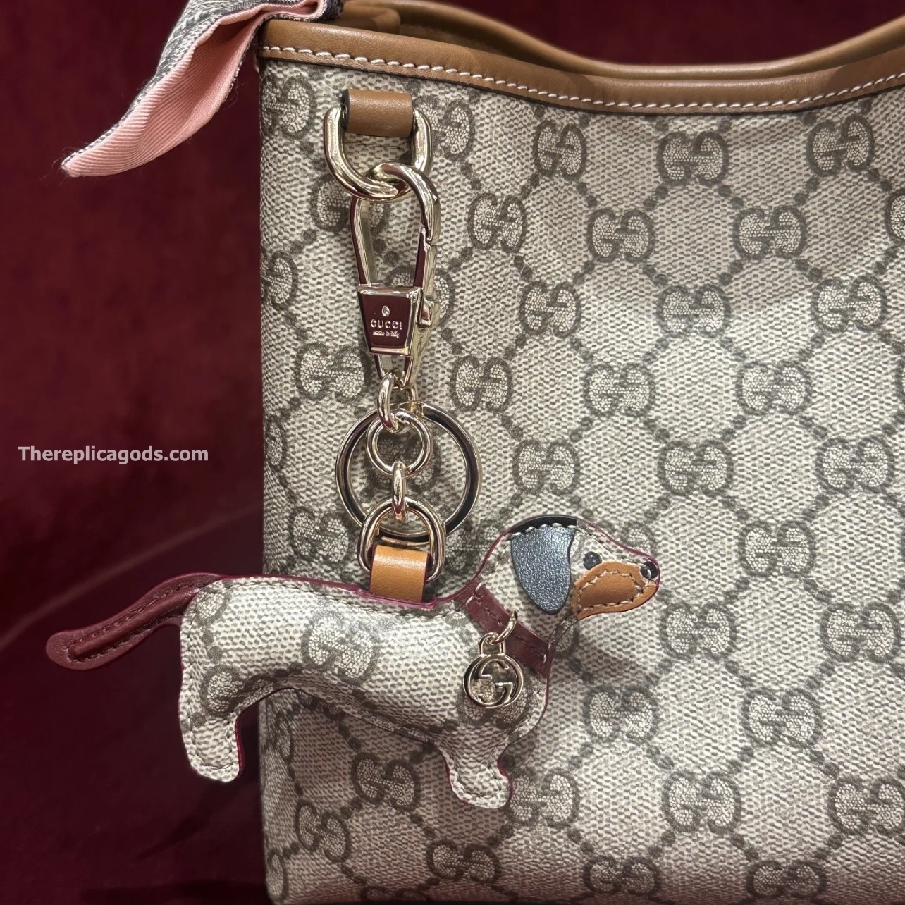 DOG-SHAPED BAG CHARM BEIGE AND DARK BROWN NEW GG MONOGRAM CANVAS