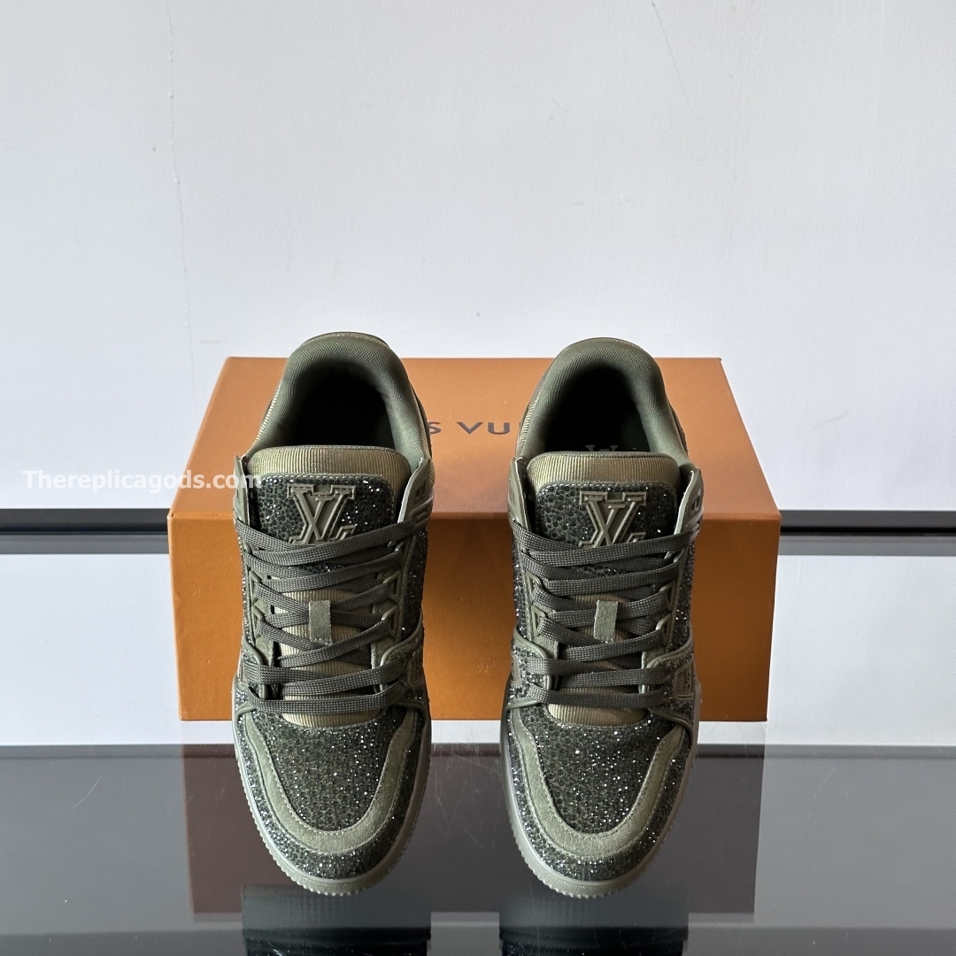TRAINER SNEAKERS GREEN SWAROVSKI CRYSTALS - LV939