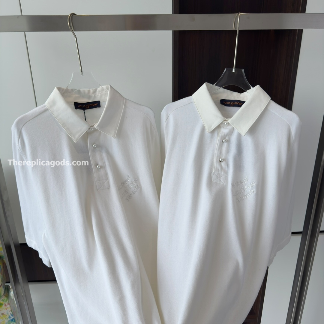 EMBROIDERED SHORT-SLEEVED COTTON BLEND POLO SHIRT IN WHITE - TP607