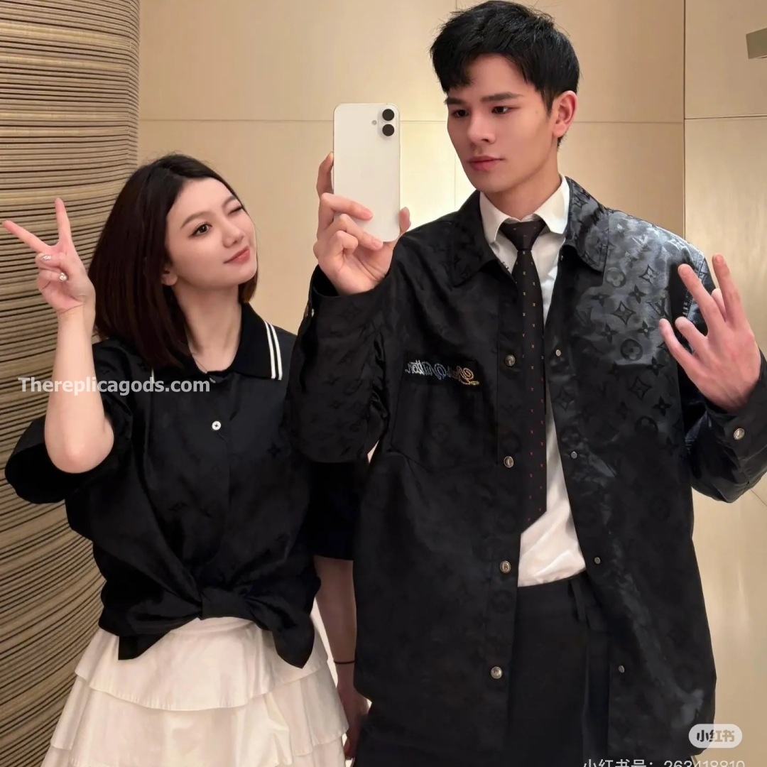 MONOGRAM MOIRE JACQUARD SILK OVERSHIRT IN BLACK - SH353