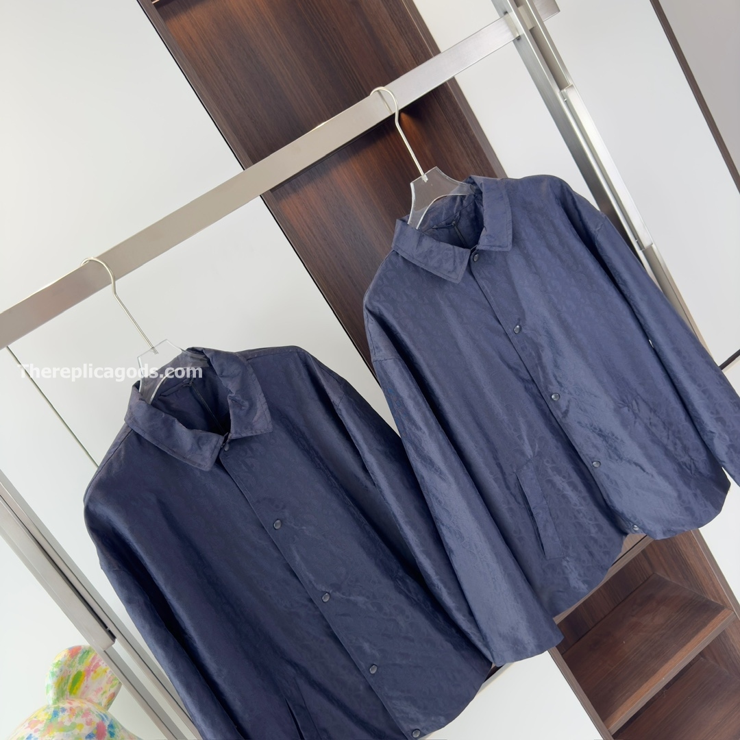 OBLIQUE BLOUSON JACKET BLUE TECHNICAL JACQUARD - SH358