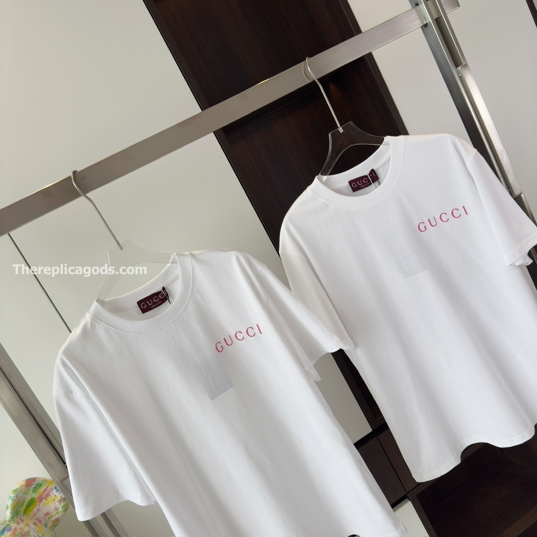 PRINTED COTTON JERSEY T-SHIRT IN WHITE - TP611