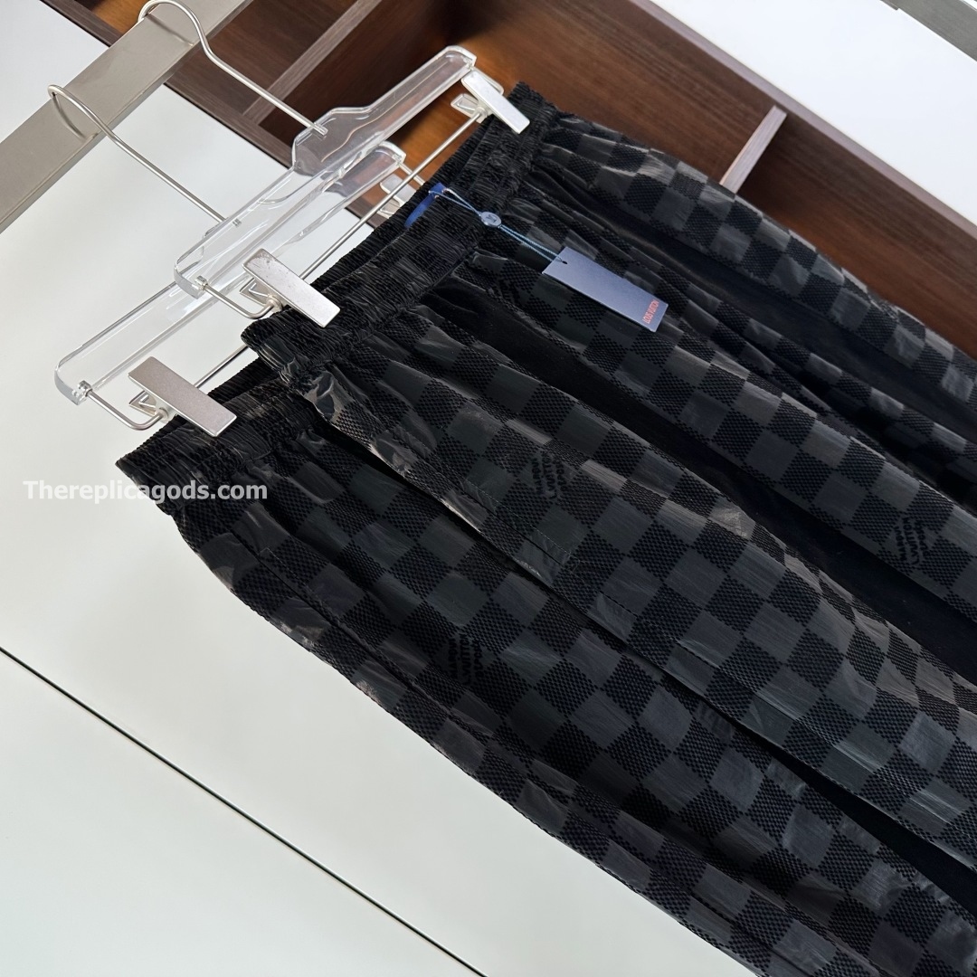 FLOCKED DAMIER TECHNICAL TRACK PANTS IN BLACK - TP603