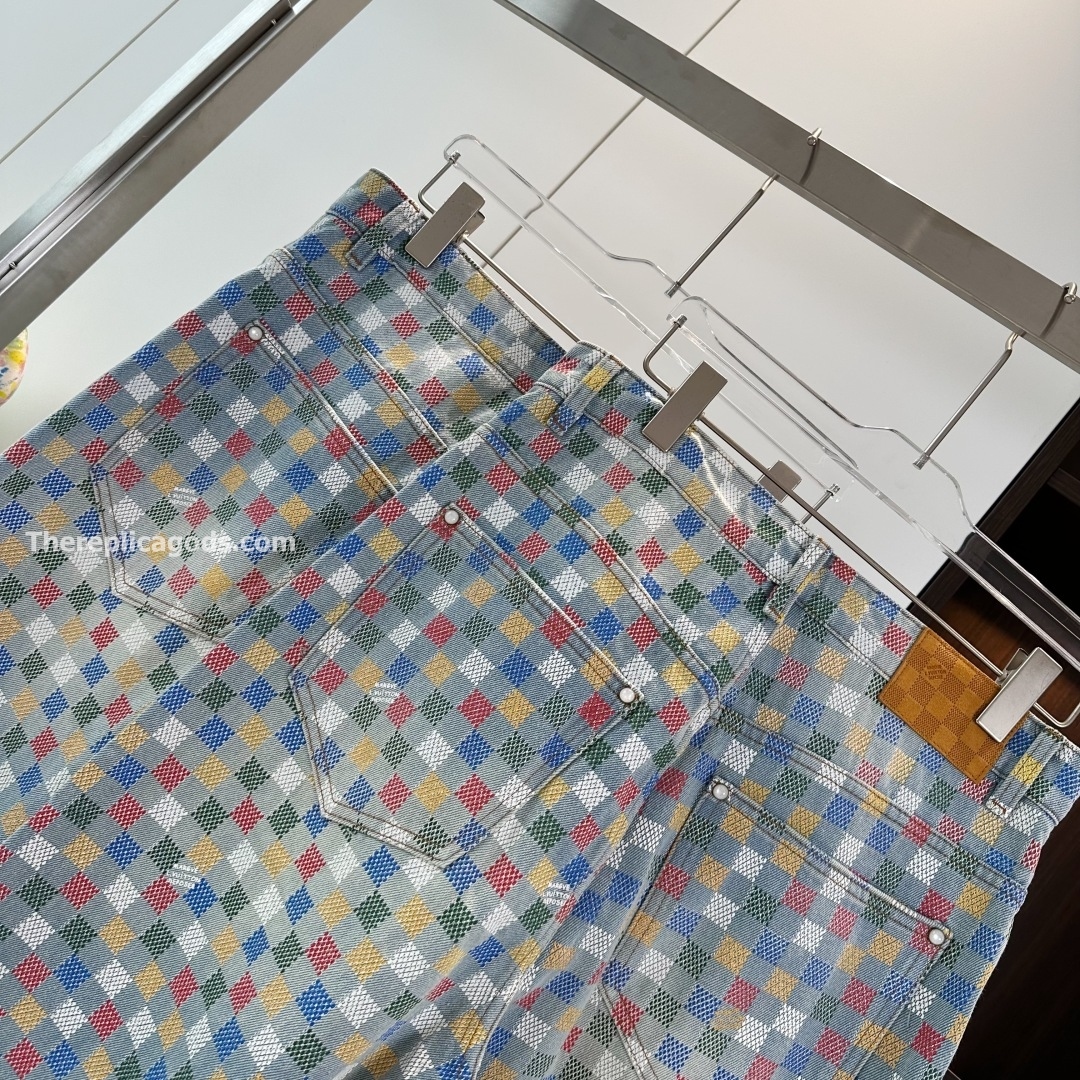DAMIER DENIM WIDE-LEG PANTS IN MULTICOLOR - TP602