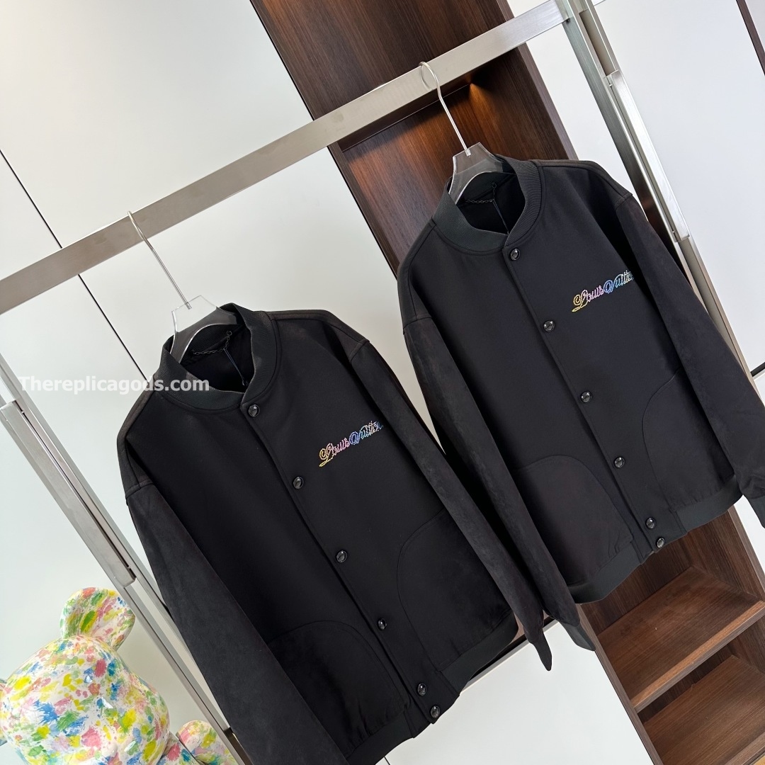LEATHER MIX VARSITY BLOUSON IN BLACK - JK900