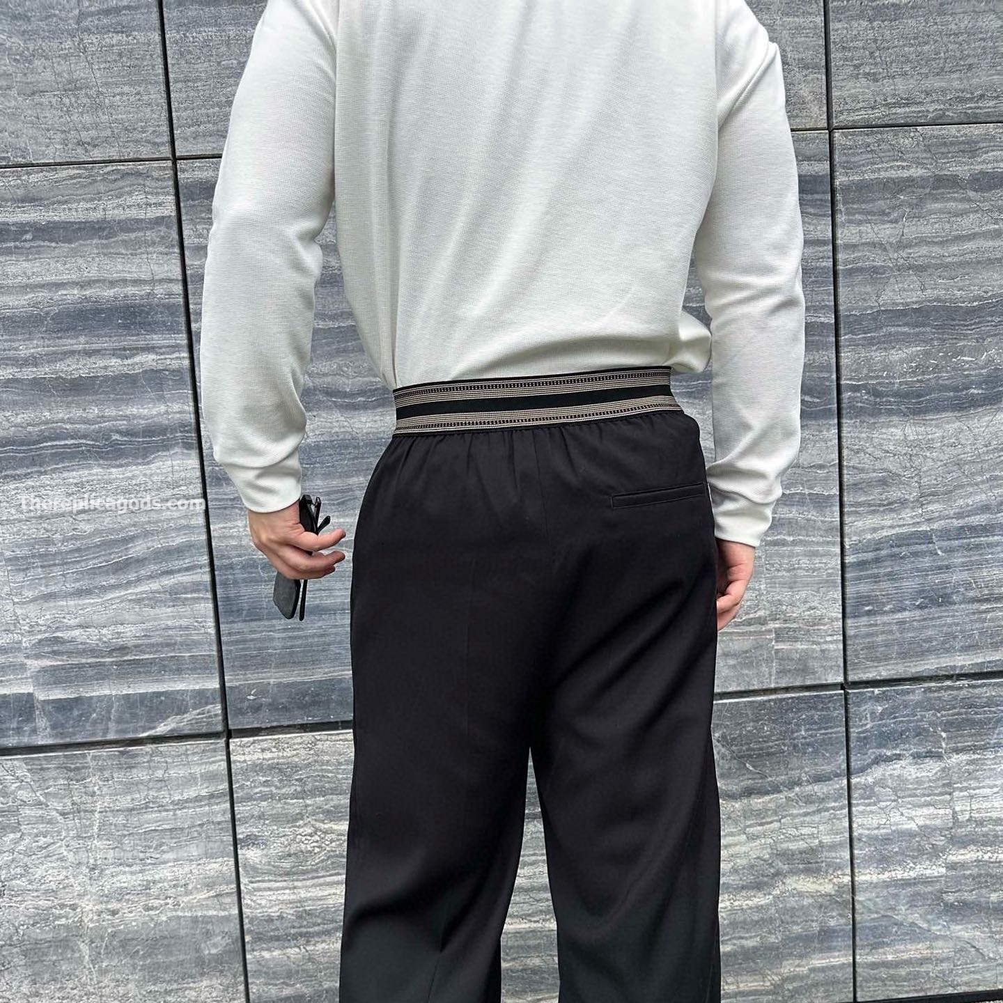 LOGO BANDED CROPPED TROUSERS IN BLACK - TP568