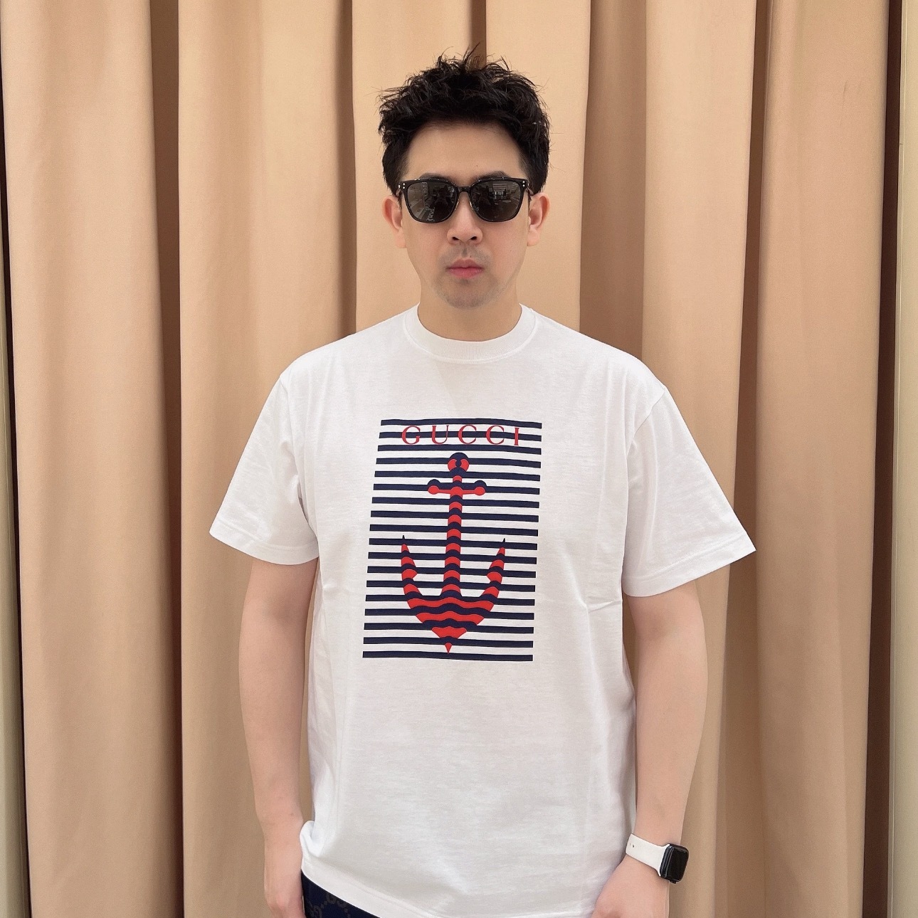 PRINTED COTTON JERSEY T-SHIRT IN WHITE - TP578