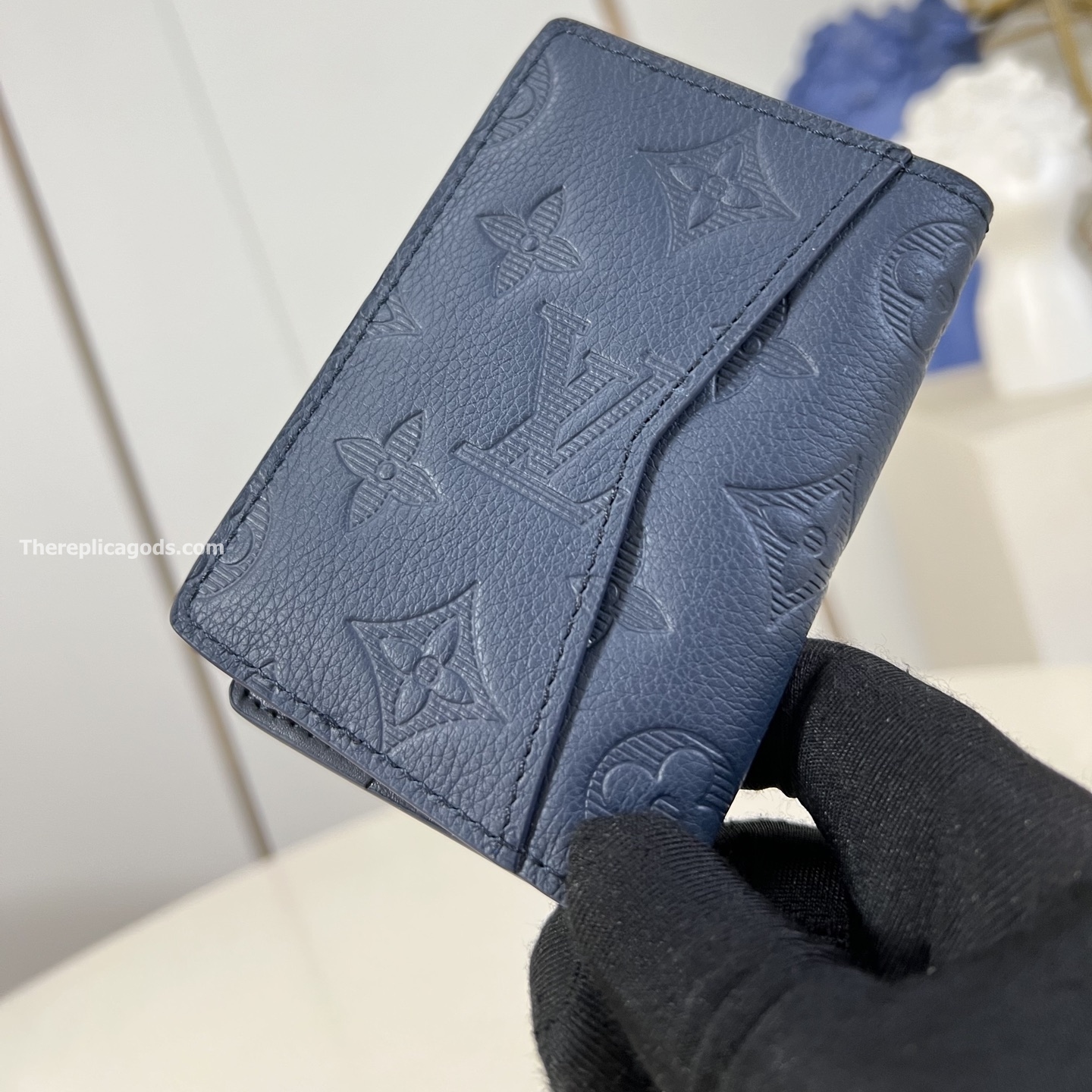 POCKET ORGANIZER NAVY BLUE MONOGRAM SHADOW M14786