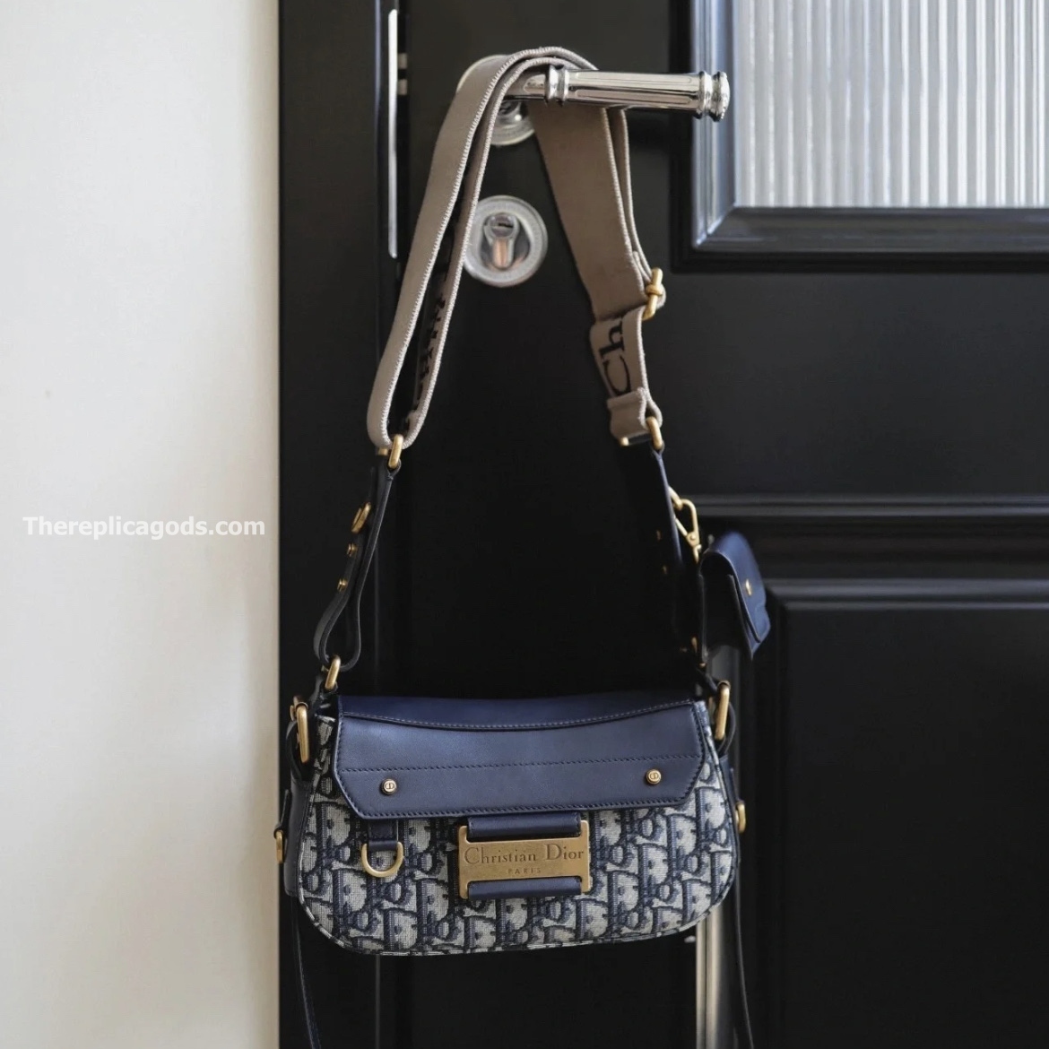 SMALL STREETCHIC BAG BLUE OBLIQUE JACQUARD AND SMOOTH CALFSKIN