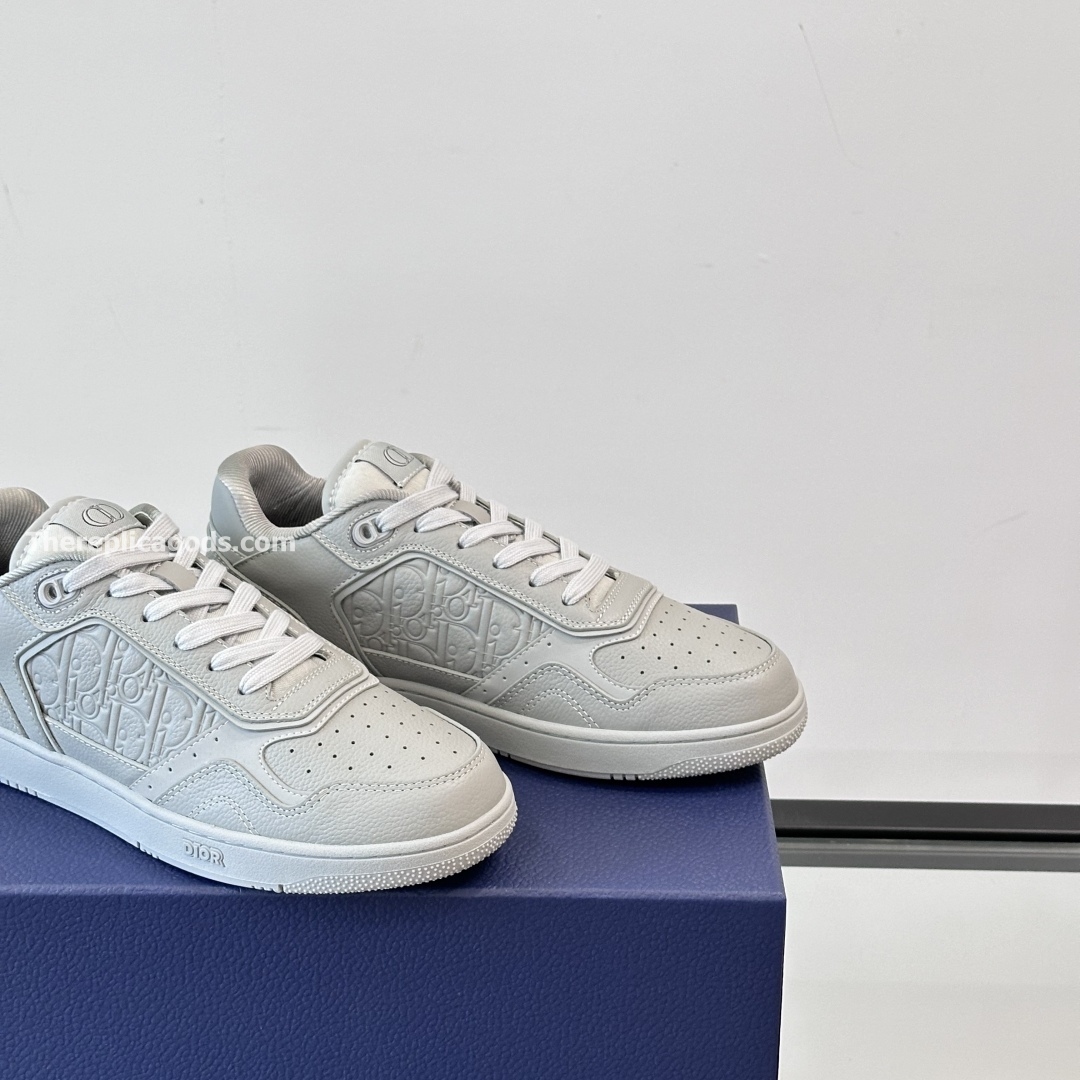 B27 UPTOWN LOW-TOP SNEAKERS GRAY GRAINED CALFSKIN AND GRAY GRAVITY LEATHER - CD410