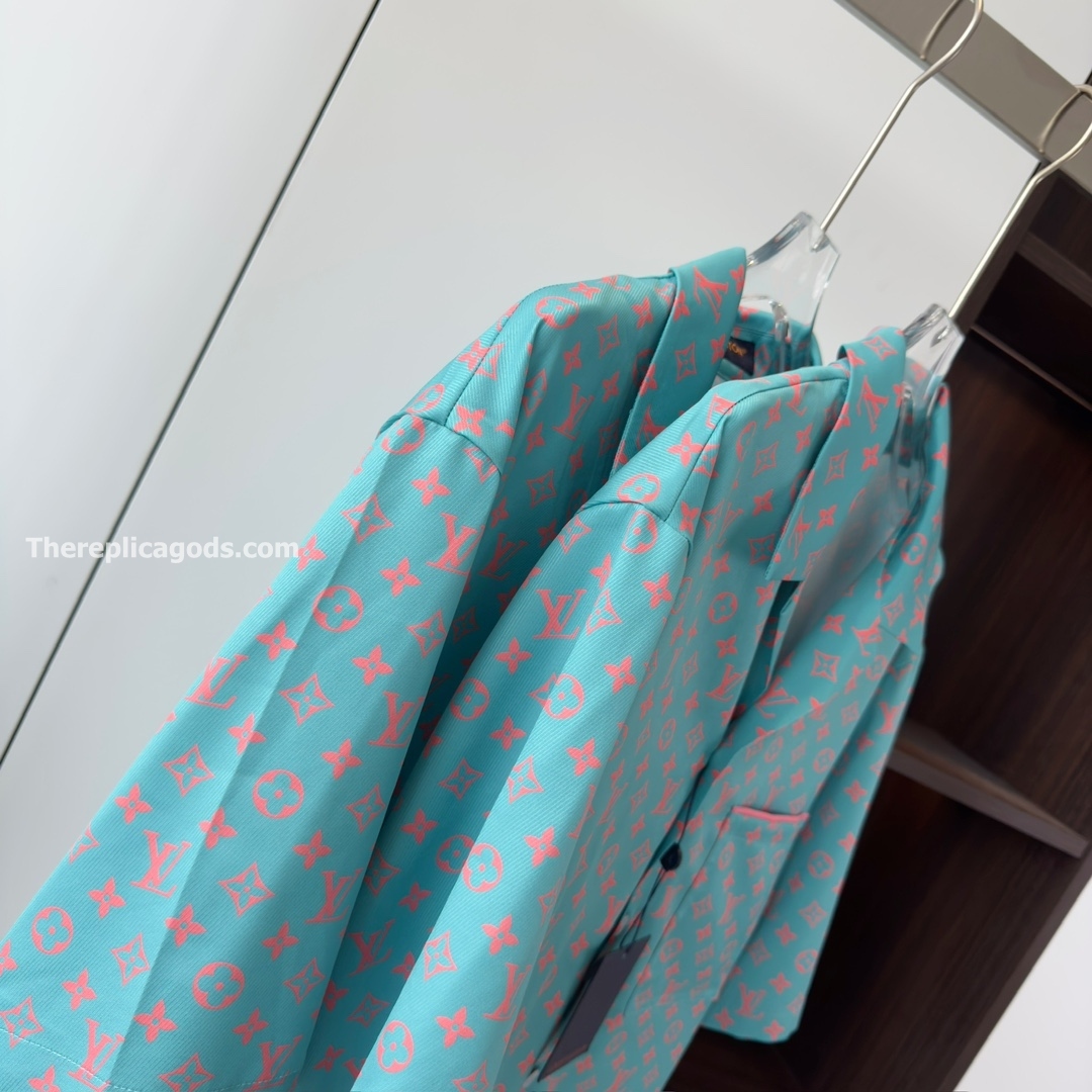 MONOGRAM SHORT-SLEEVED SILK SHIRT STRAWBERRY ICE - SH366