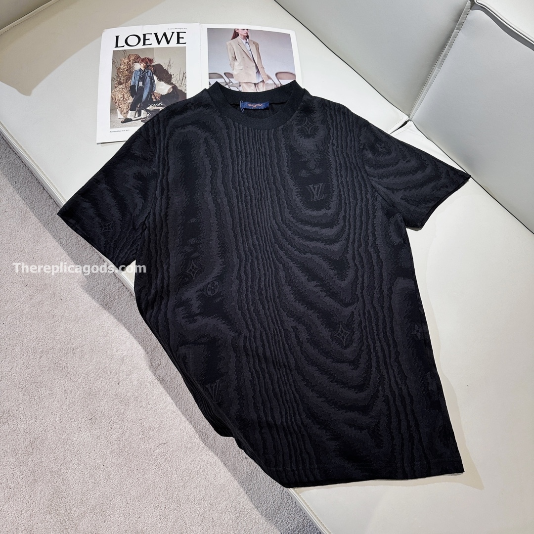 JERSEY JACQUARD T-SHIRT IN BLACK - TP661
