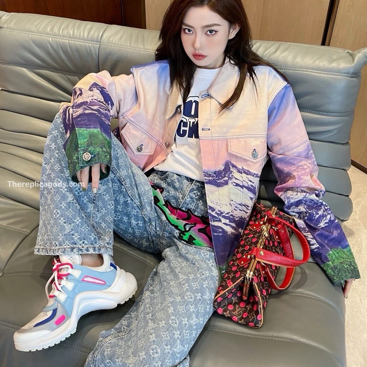 GRAFFITI PRINTED DENIM BAGGY PANTS - TP650