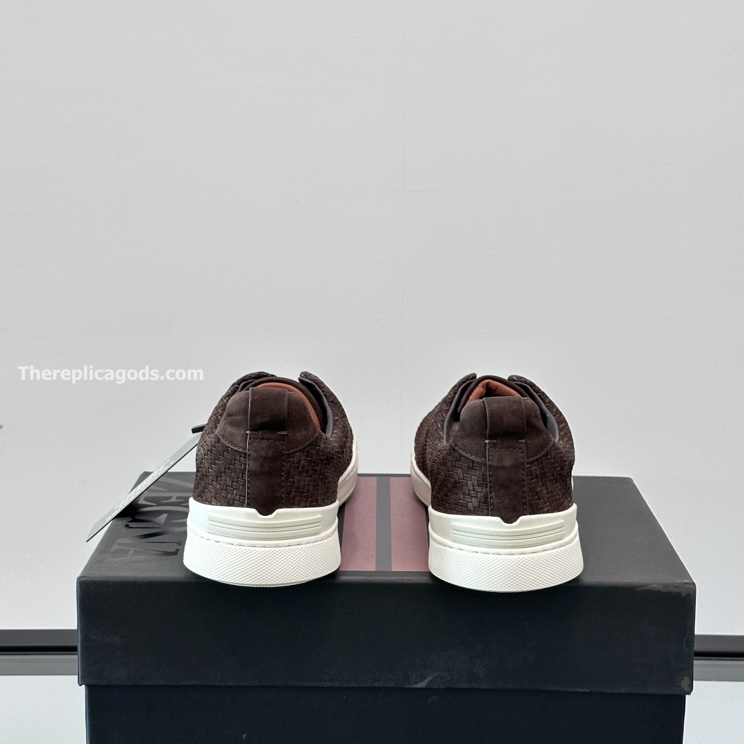 BROWN LEATHER TRIPLE STITCH SNEAKERS, photo 9