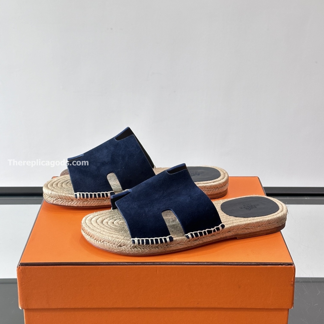 ANTIGUA SANDALS NAVY BLUE SUEDE LEATHER - HS148