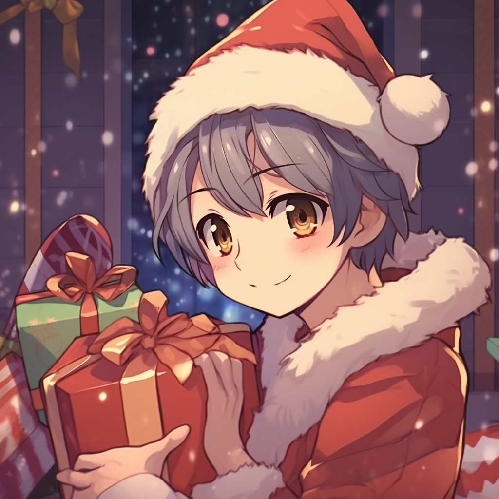 Anime Boy Wearing Christmas Hat Profile Picture · Creative Fabrica