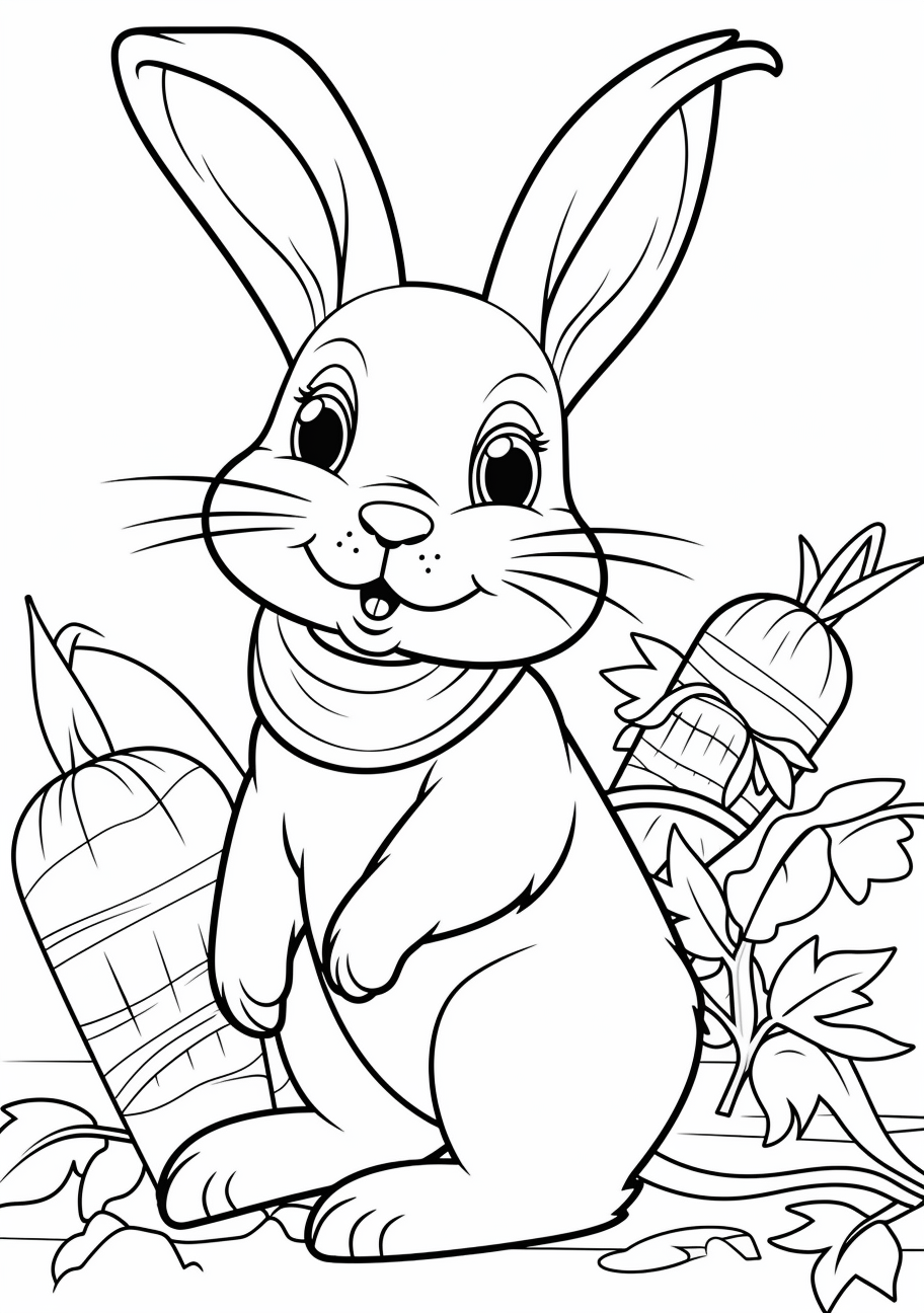 Bunny Holding a Carrot - Printable Coloring Page - Image Chest - Free ...