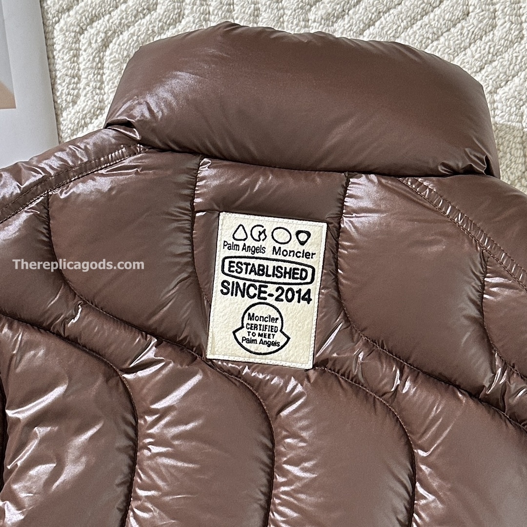 X PALM ANGELS HAUNANI NYLON DOWN JACKET IN BROWN