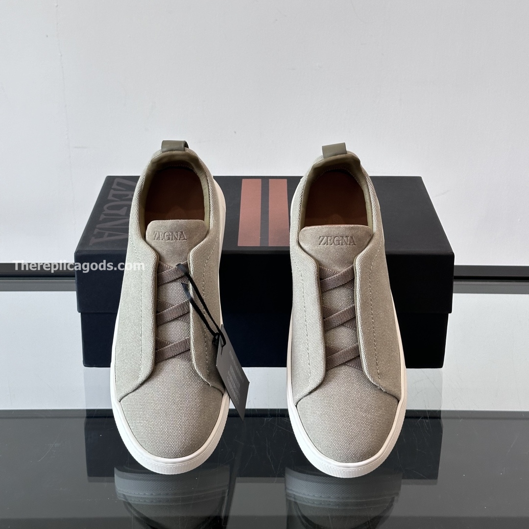 LIGHT TAUPE TRIPLE STITCH OASI CASHMERE SNEAKERS