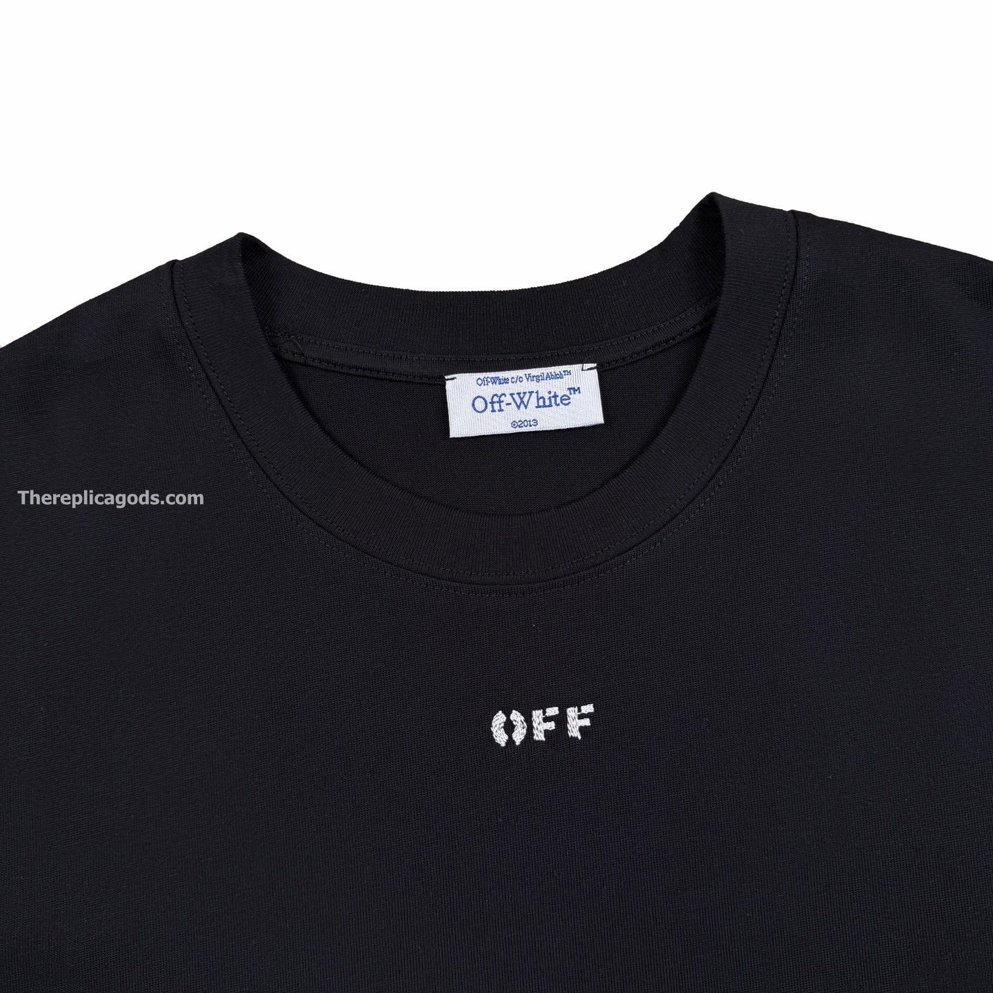 OFF PRINTED COTTON T-SHIRT IN BLACK