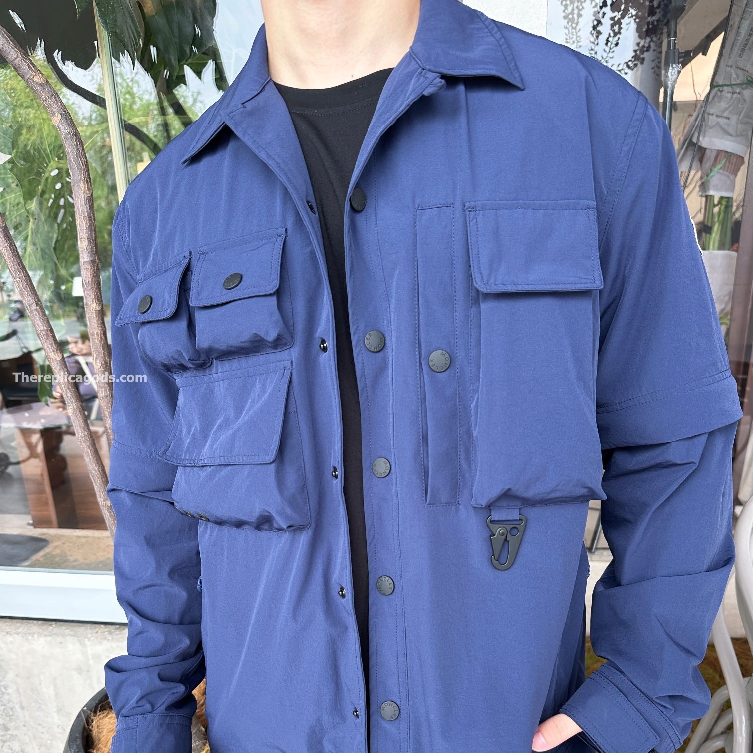 BLUE TARA STRETCH NYLON UTILITY JACKET