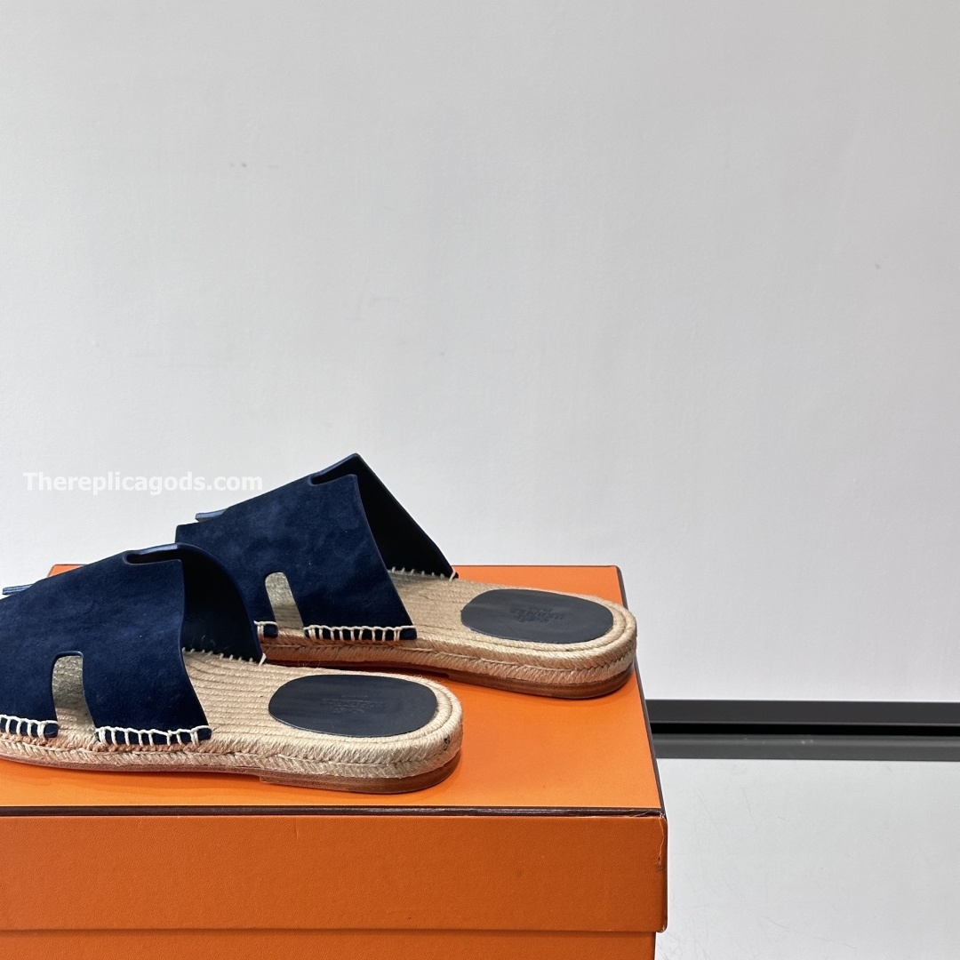 ANTIGUA SANDALS NAVY BLUE SUEDE LEATHER - HS148