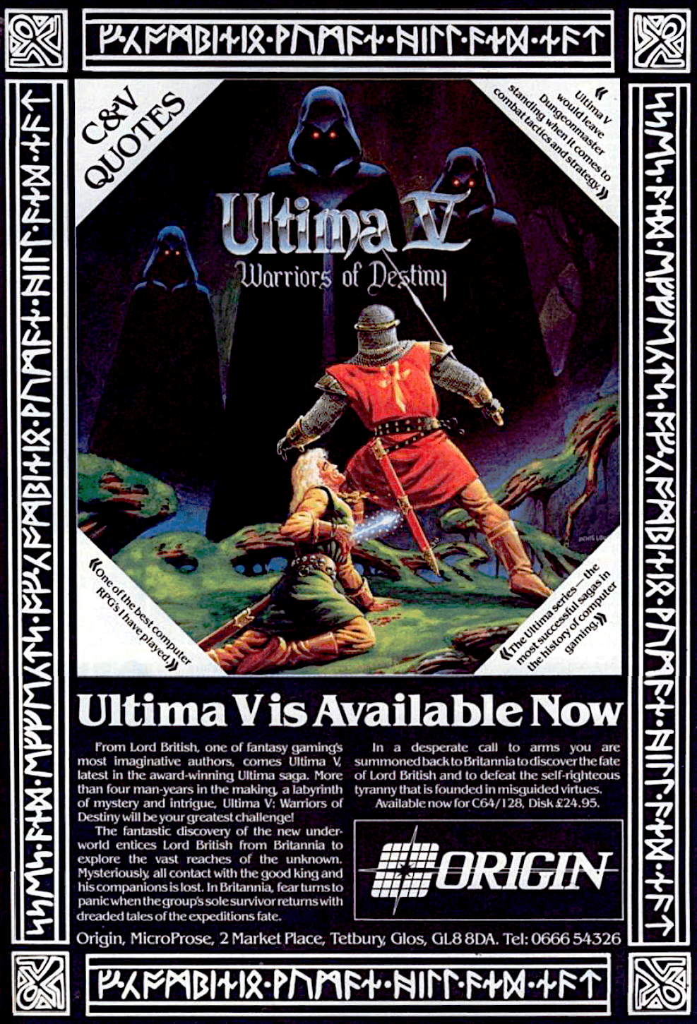 Image For Post | Ultima V: Warriors of Destiny (1988) is the fifth entry in the role-playing video game series Ultima. It is the second in the "Age of Enlightement" trilogy. The game's story take a darker turn from its predecessor Ultima IV. Britannia's king Lord British is missing, replaced by a tyrant named Lord Blackthorn. The player must navigate a totalitarian world bent on enforcing its virtues through draconian means.