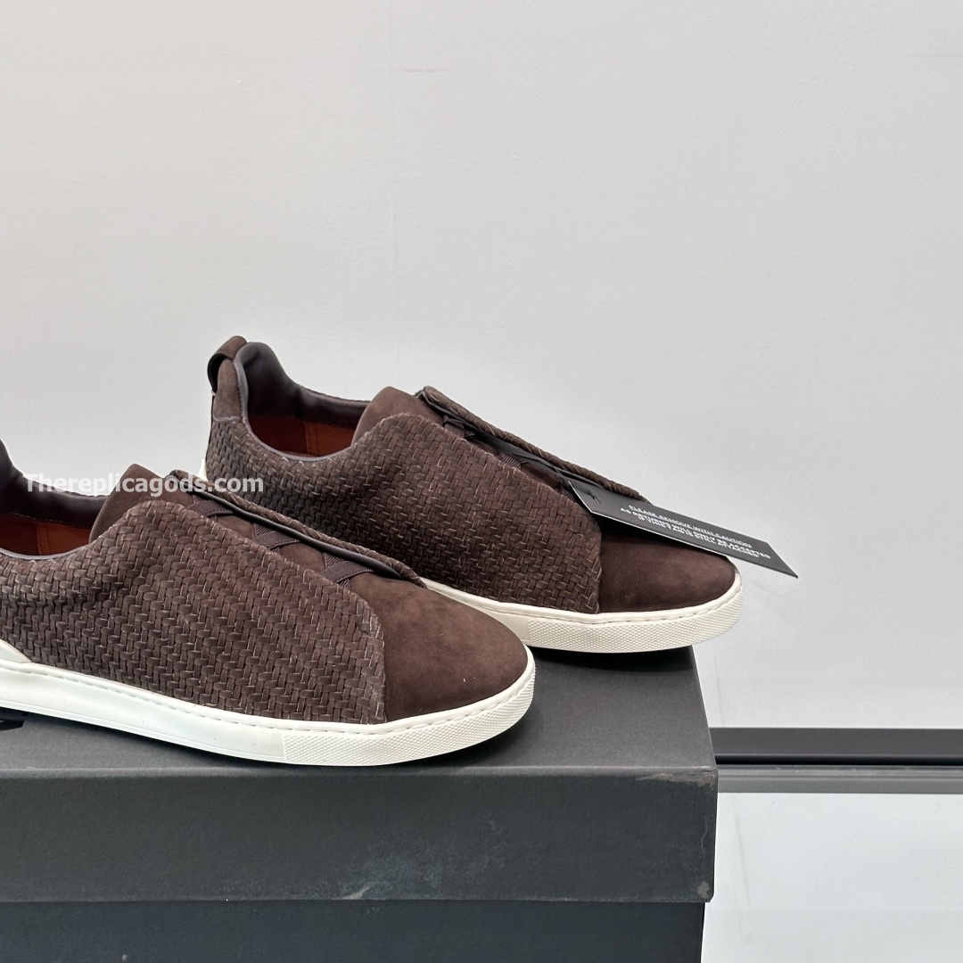 BROWN LEATHER TRIPLE STITCH SNEAKERS, photo 8