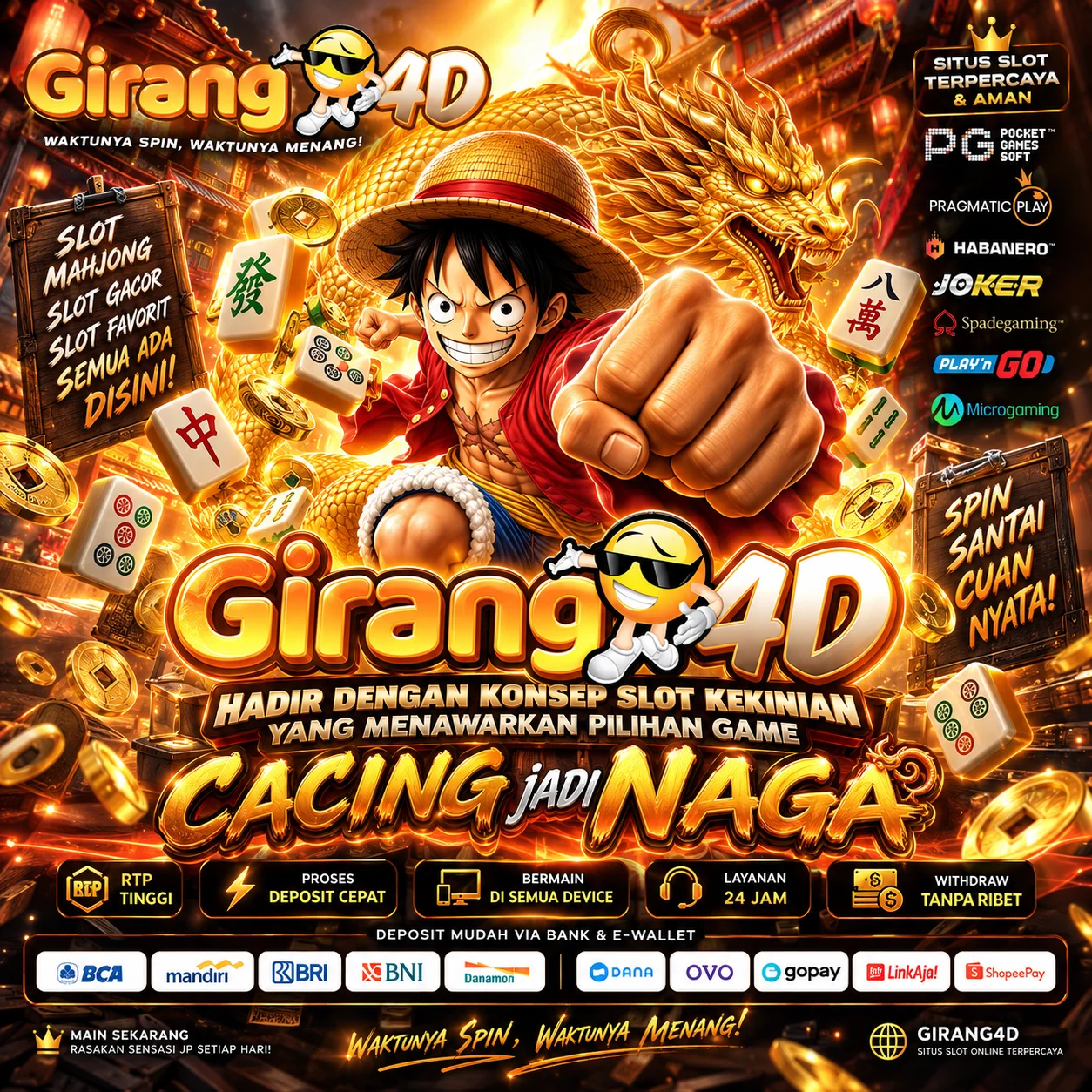 Girang4d konsep slot kekinian dengan pilihan game cacing jadi naga