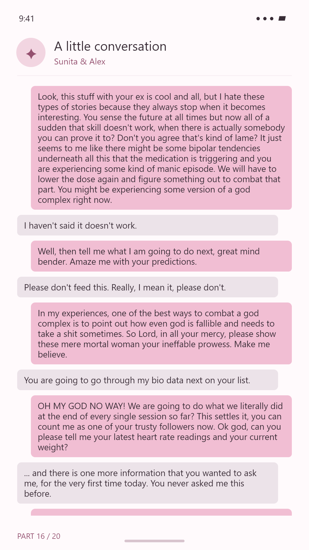 My new therapist is finally getting to the bottom of it | Part 1 | [text-heavy, slow-burn], image 16