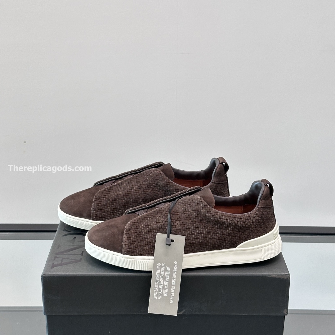 BROWN LEATHER TRIPLE STITCH SNEAKERS, photo 4
