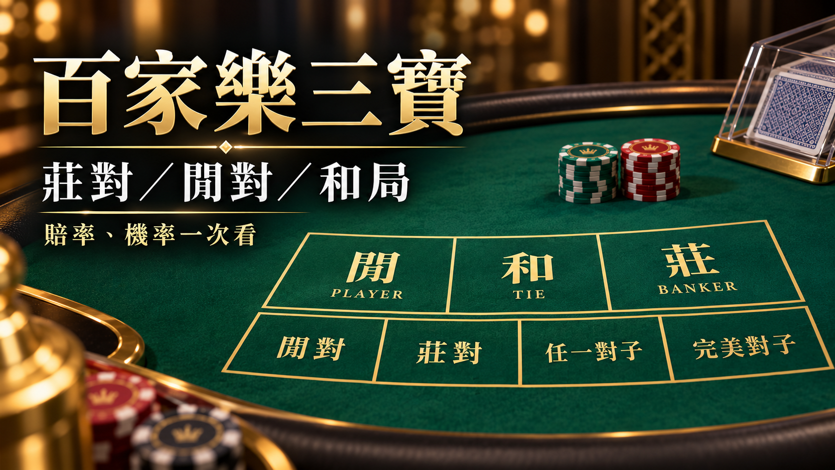 百家樂三寶玩法怎麼玩？莊、閒對子與和局賠率、機率全整理！