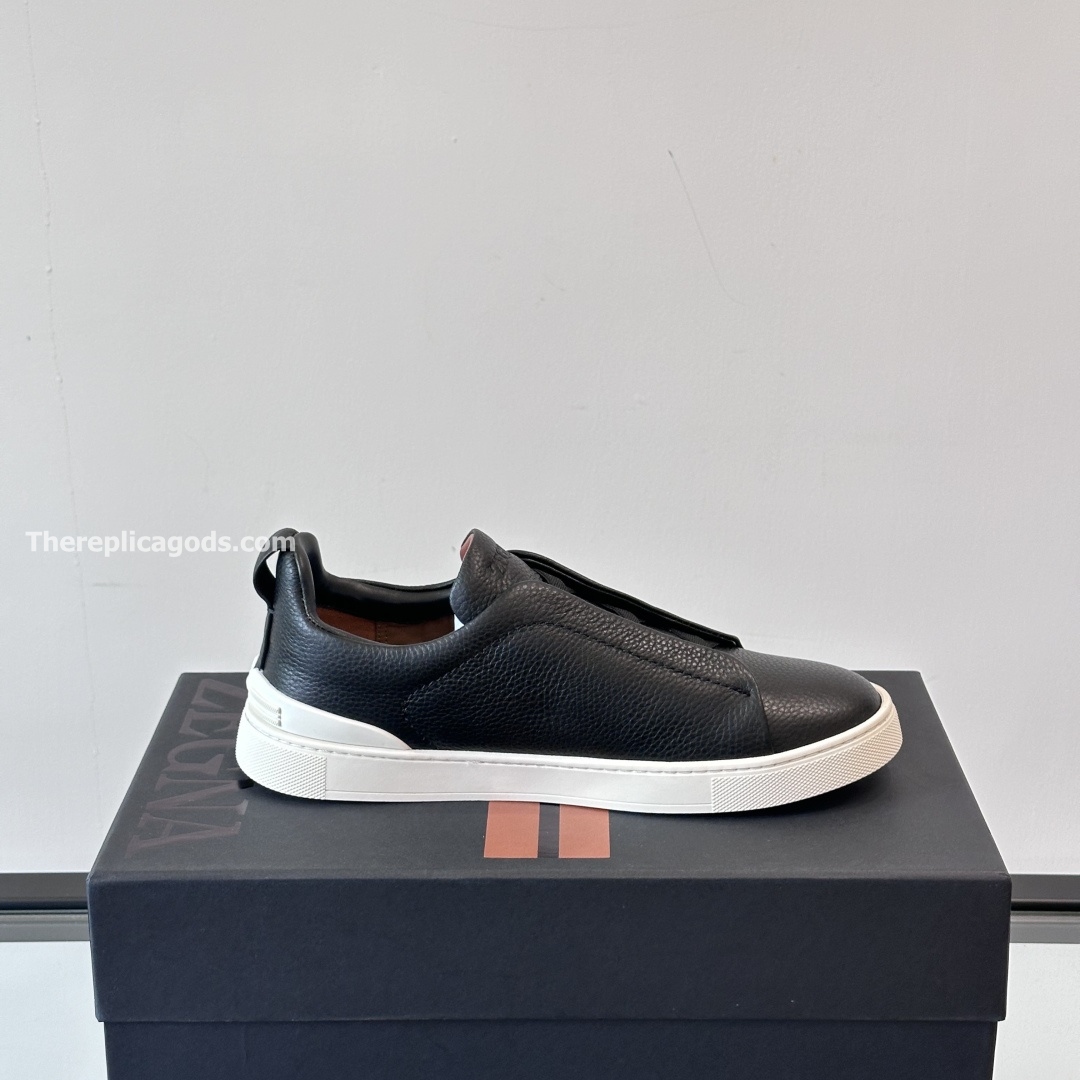 BLACK LEATHER TRIPLE STITCH SNEAKERS, photo 6