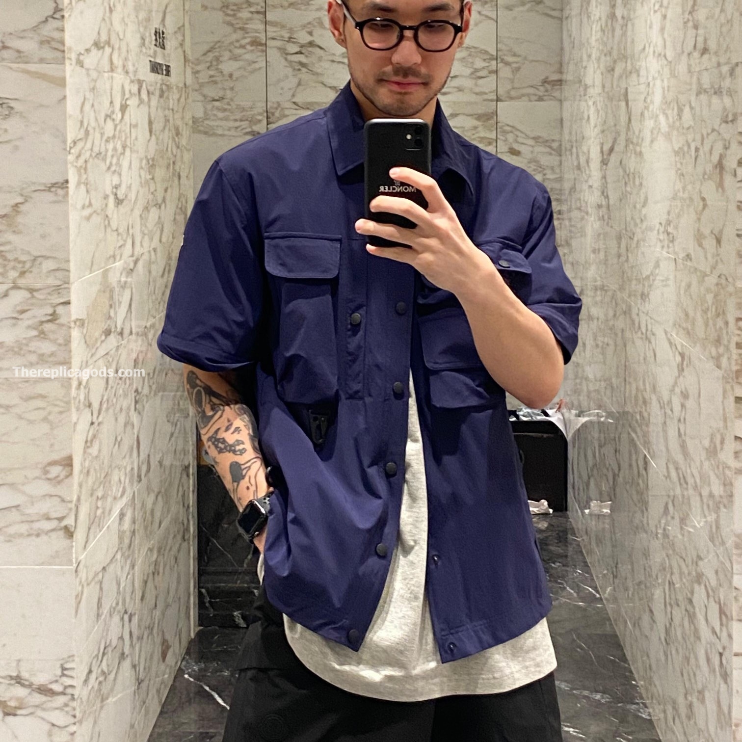 BLUE TARA STRETCH NYLON UTILITY JACKET