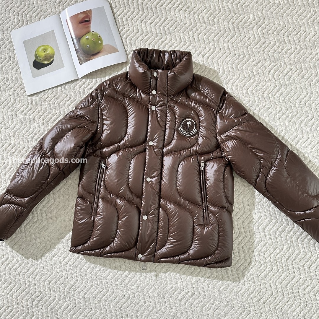 X PALM ANGELS HAUNANI NYLON DOWN JACKET IN BROWN