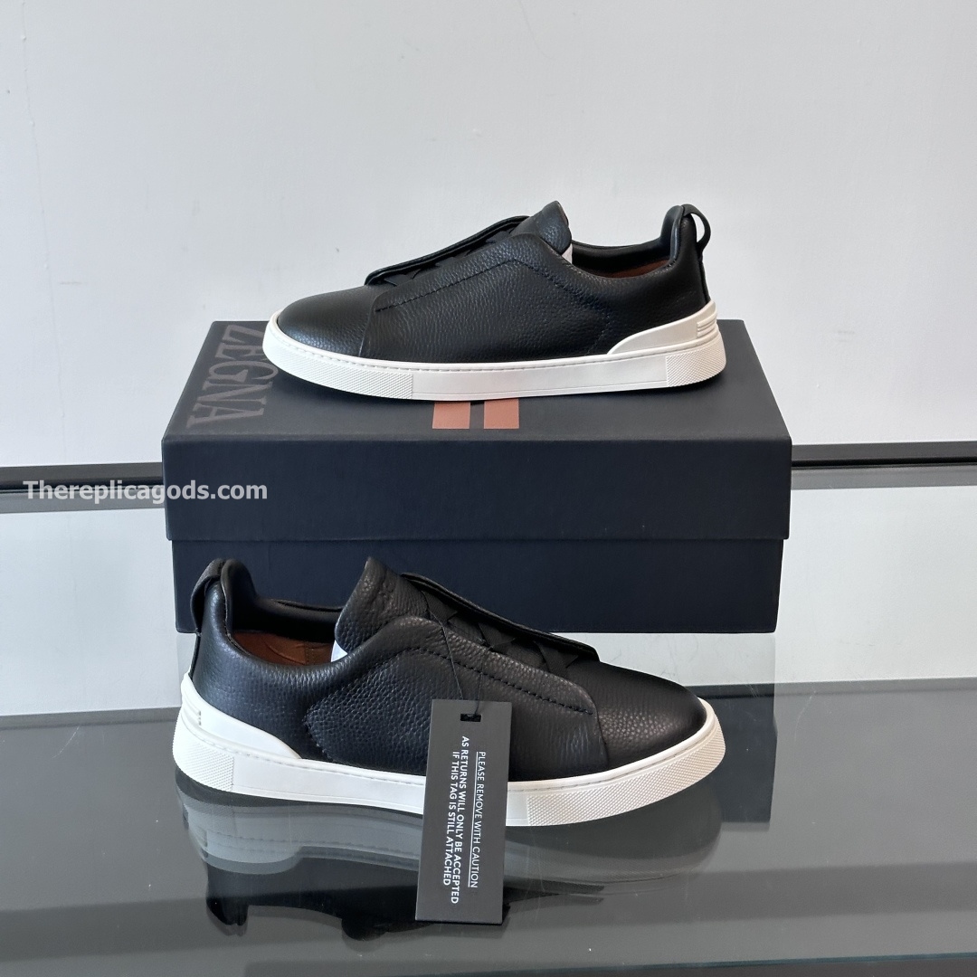 BLACK LEATHER TRIPLE STITCH SNEAKERS, photo 7