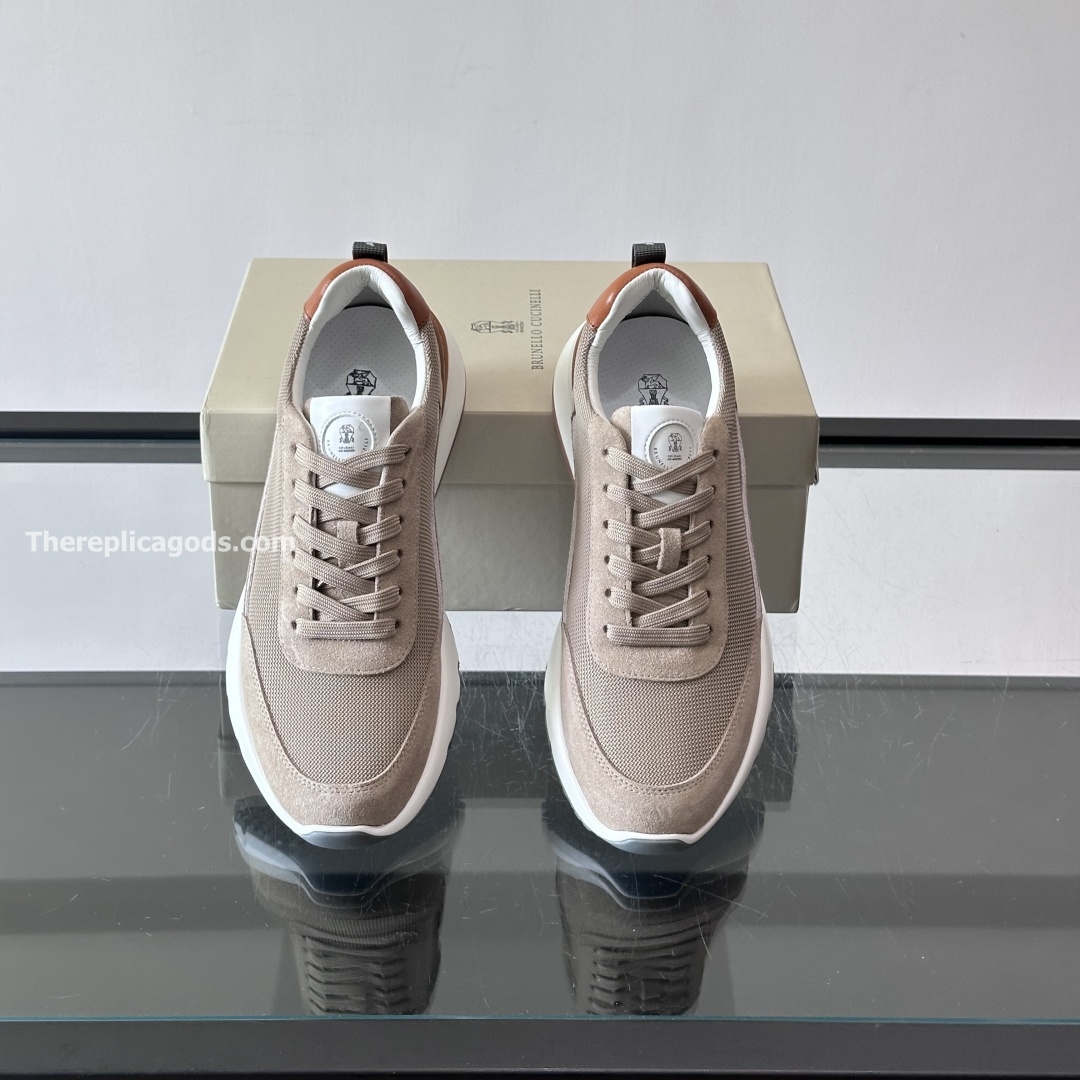 SUEDE AND MESH SNEAKERS IN BEIGE, photo 5