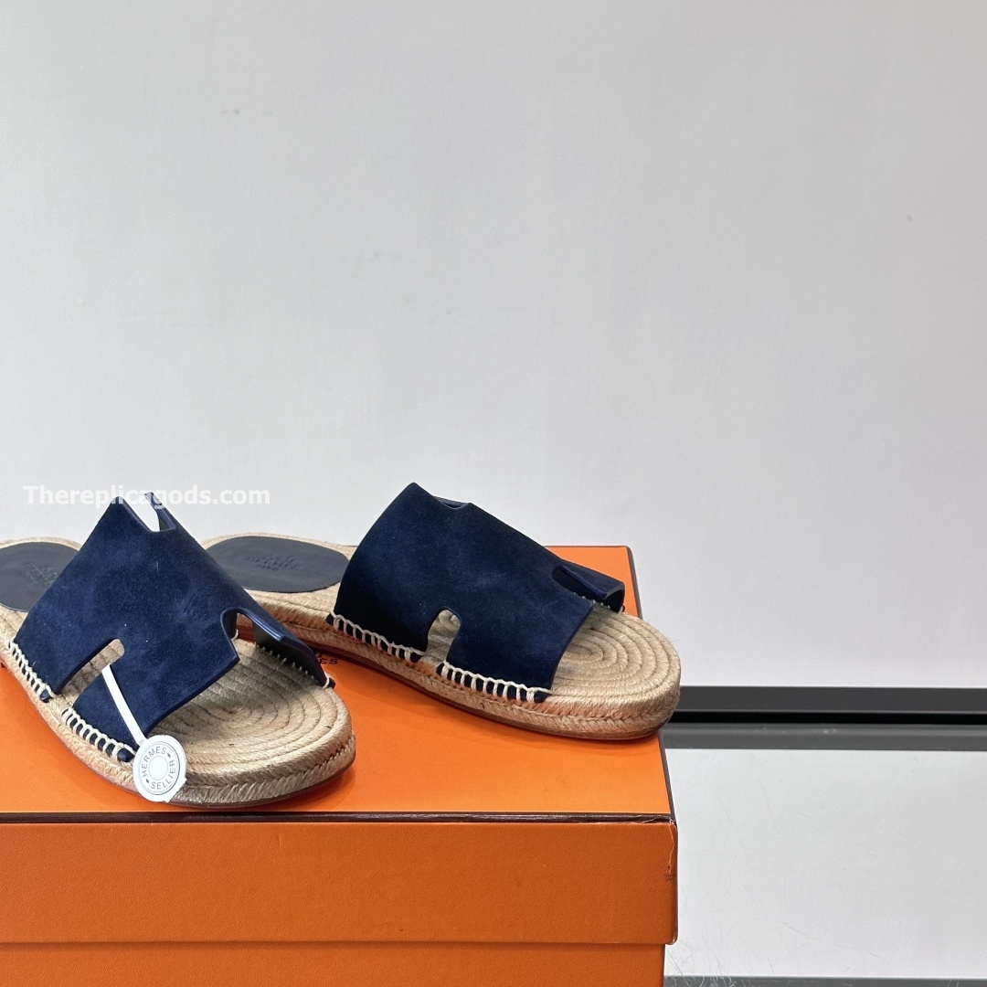 ANTIGUA SANDALS NAVY BLUE SUEDE LEATHER - HS148