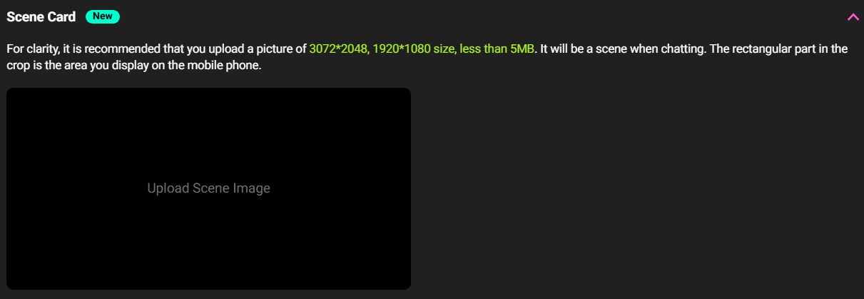 Scene card upload for immersive AI companion chats
