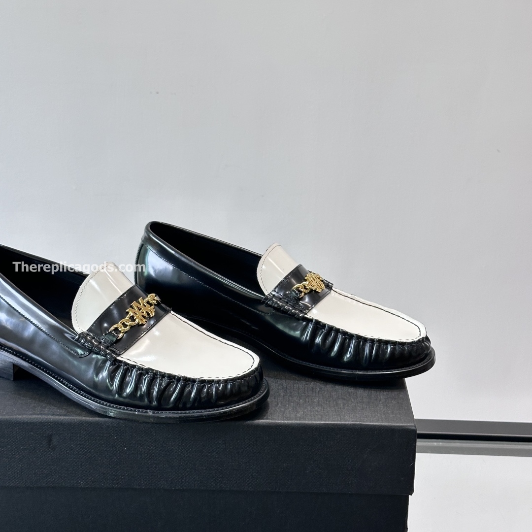 MA CHAIN LEATHER LOAFERS IN BLACK AND WHITE - RI97