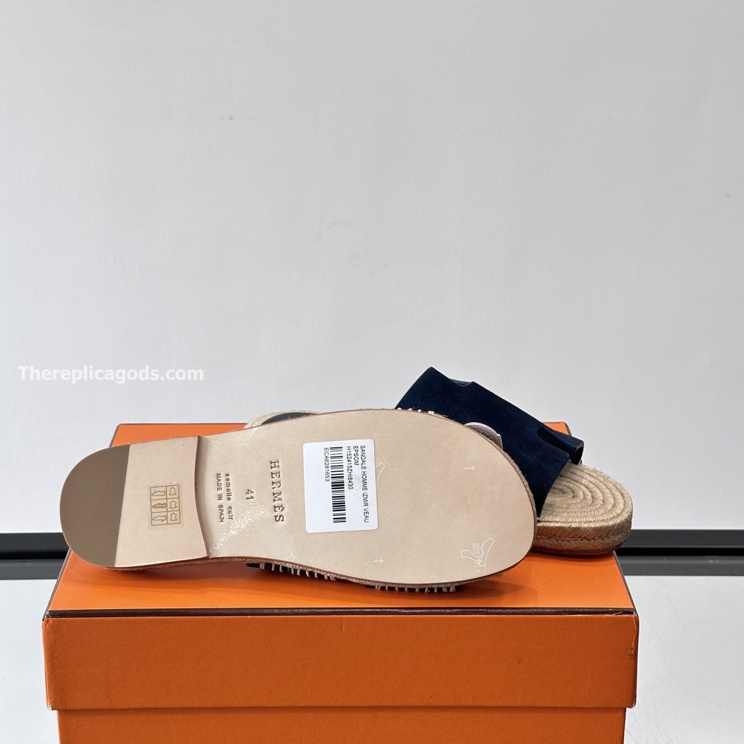 ANTIGUA SANDALS NAVY BLUE SUEDE LEATHER - HS148