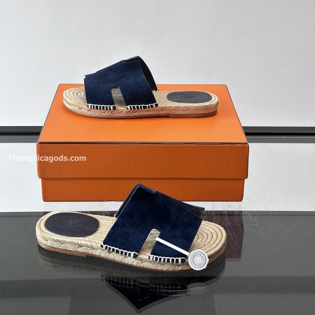 ANTIGUA SANDALS NAVY BLUE SUEDE LEATHER - HS148
