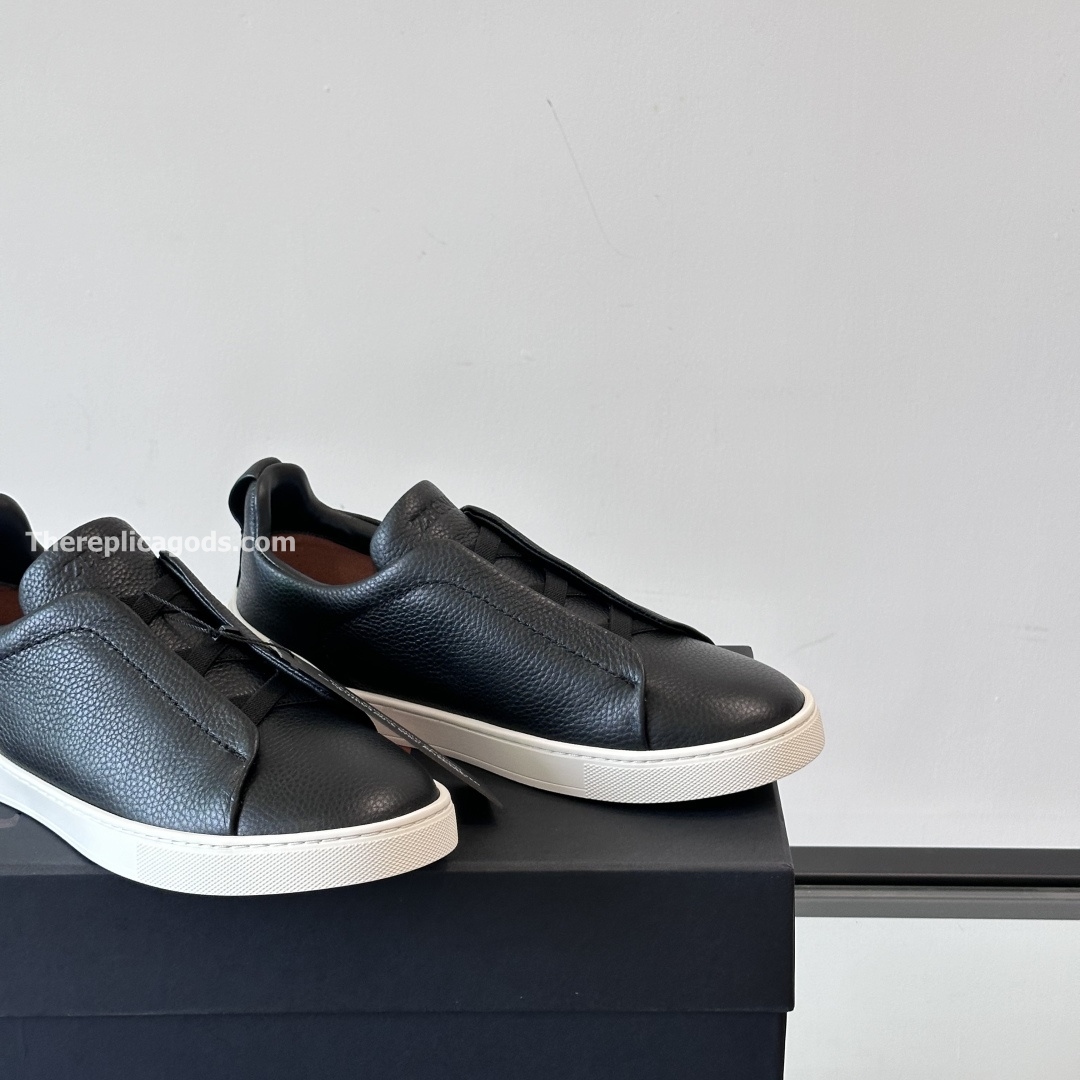 BLACK LEATHER TRIPLE STITCH SNEAKERS, photo 9