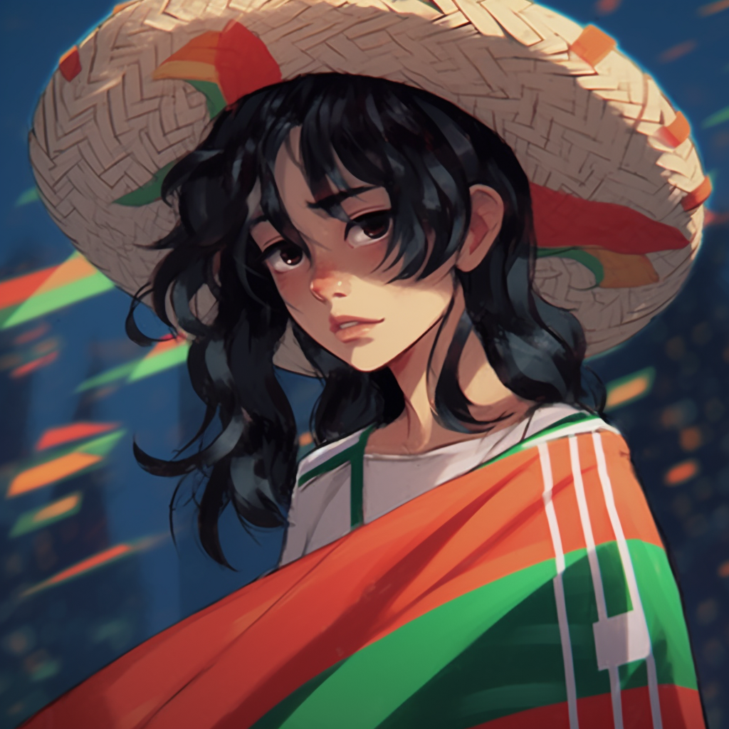 12 Child Mexican Anime Style in Traditional Clothing Stock Images | Deeezy