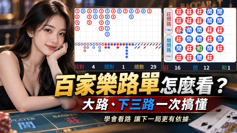 百家樂路單怎麼看?從大路到下三路教你判讀下一局走勢變化方法