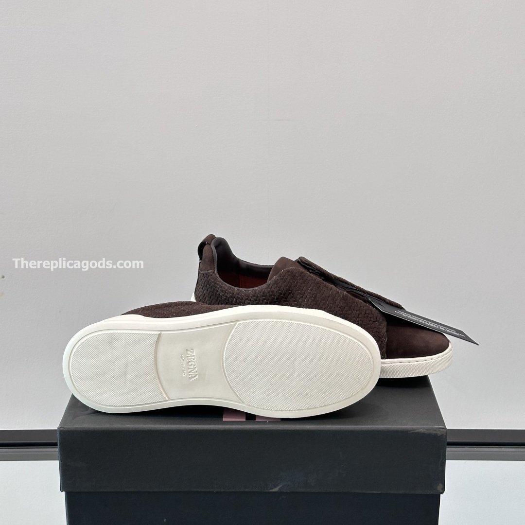 BROWN LEATHER TRIPLE STITCH SNEAKERS, photo 10