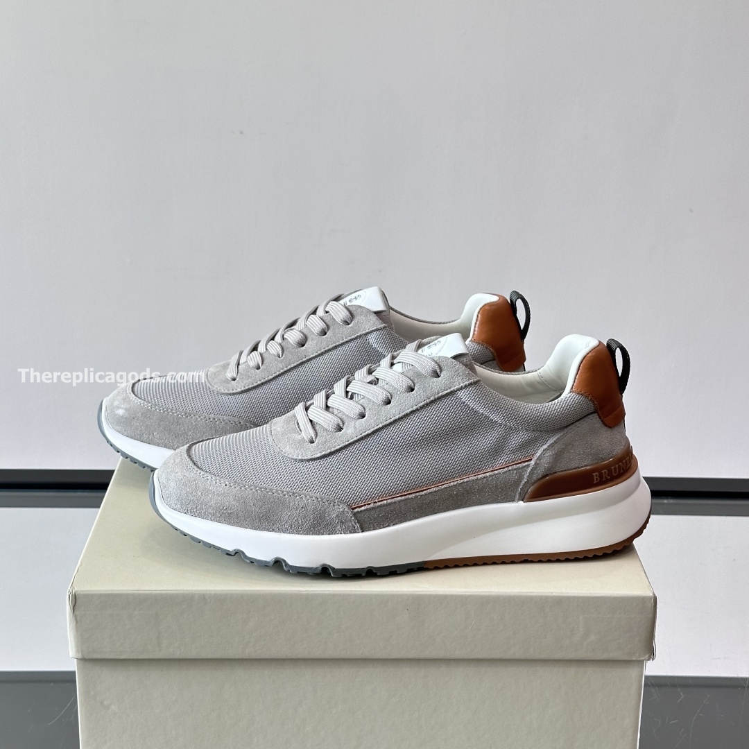 SUEDE AND MESH SNEAKERS IN GREY, photo 4