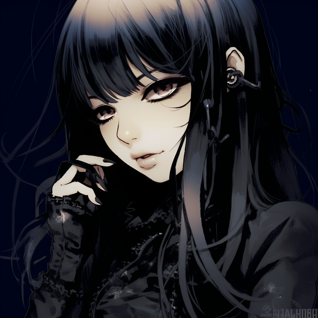 Image For Post | A portrayal of a shouting Sunako from The Wallflower showing a startling display of anger, focusing on widened eyes and detailed linework on her mouth. popular goth anime characters pfp for discord. - [Goth Anime Girl PFP](https://hero.page/pfp/goth-anime-girl-pfp)