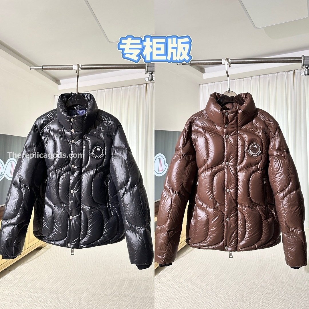 X PALM ANGELS HAUNANI NYLON DOWN JACKET IN BROWN